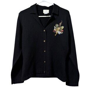 Susan Bristol Cardigan Sweater‎ Button Down Size Medium Hand Embroidered Vintage